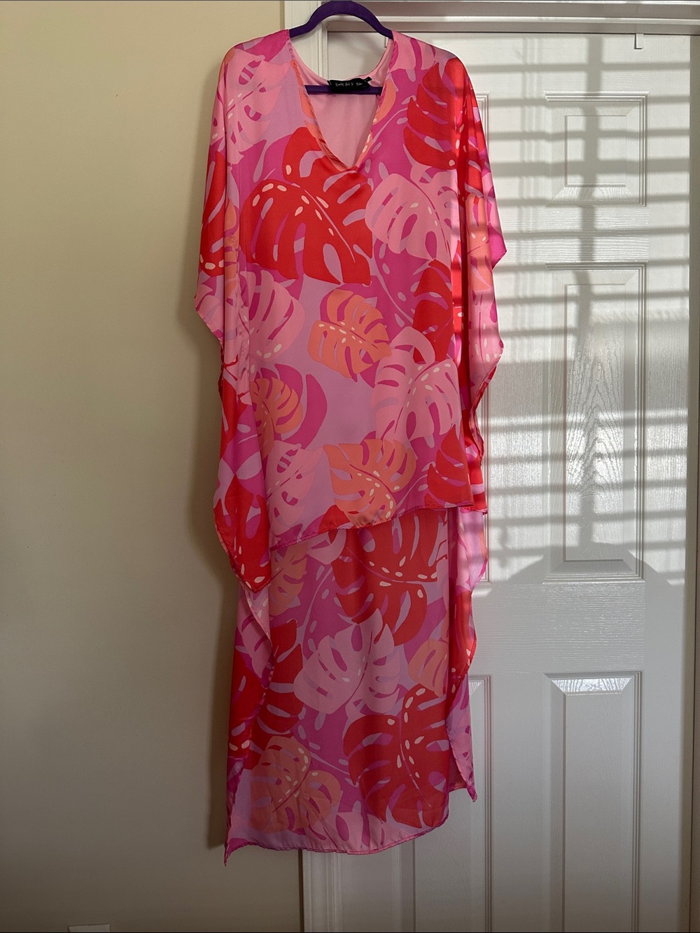 Pink & Red Tropical Print Maxi Dress
